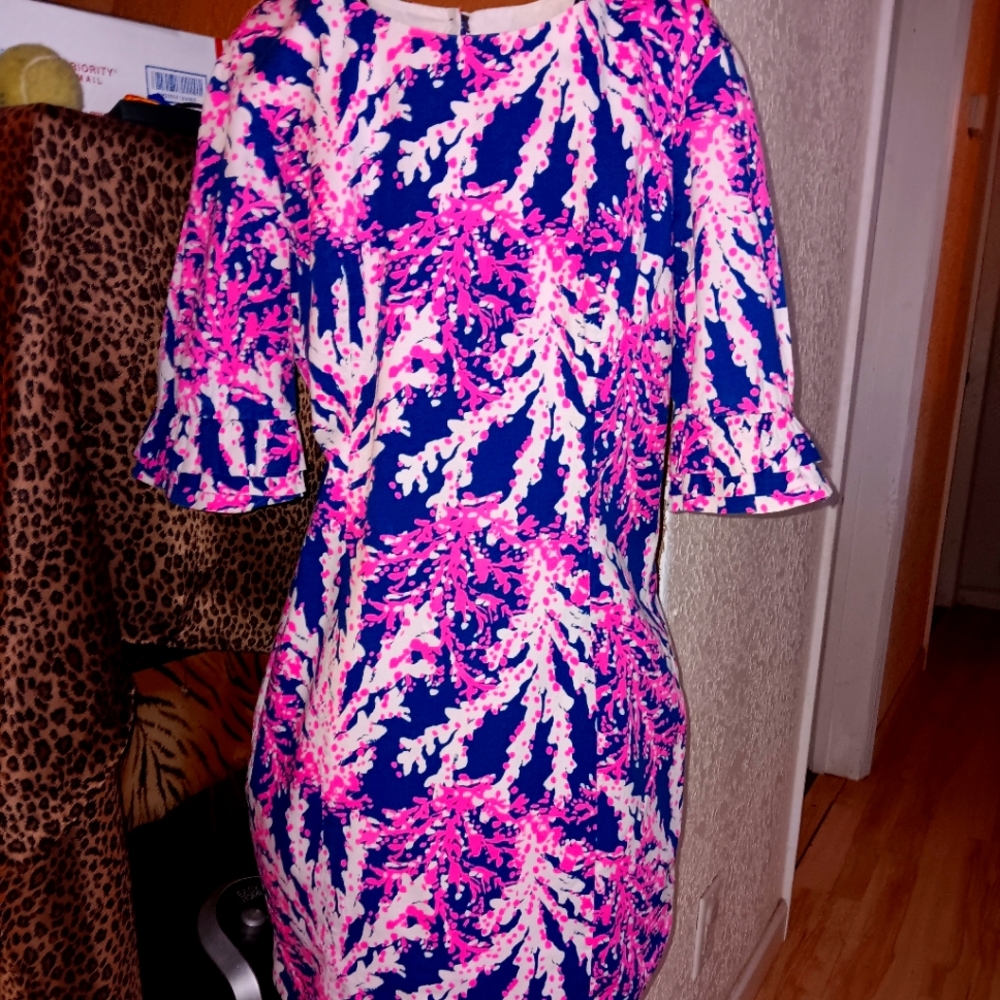 Lilly Pulitzer Pink and Blue Dress Sz 0 EUC